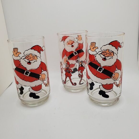 3 Retro Santa and Elves Christmas Glasses - Picture 6 of 6